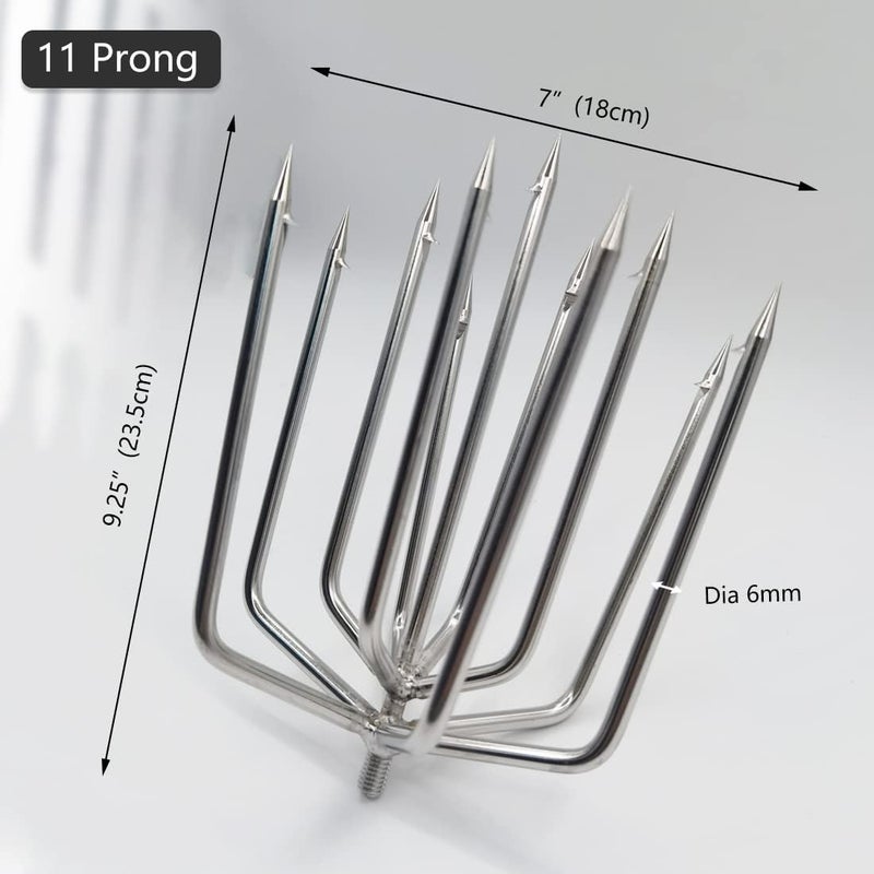 Dutiplus Large Fishing Harpoon 1~11 Prong Barded Stainless Steel Hunting Fish Gig Gaff Fork Hook with 8mm Screw for Catching Big Fish Mole Big Bullfrog - Image 4